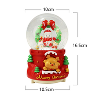 Guirlande festive, bonhomme de neige, renne, globe à neige de Noël, base rotative musicale, lumières LED, artisanat en résine fait main et peint à la main