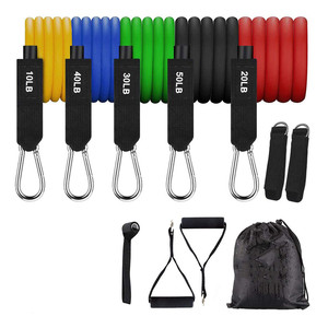 Kit di Fitness per allenamento in Abs con Logo personalizzato di alta qualità 11 pezzi fasce di resistenza in lattice da 150 libbre con manici in schiuma - Product Image 2