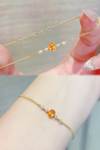 Xinfly 18K Gold Natural Diamonds Fanta Stone <b>Charm</b> Bracelet Pendant Cuban Chain <b>Bangle</b> for Women Gift Wedding Party Custom - Product Image 3
