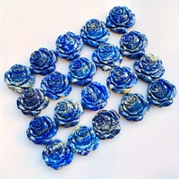 Figurine de fleur de rose en lapis-lazuli sculptée à la main, pierre précieuse bleue naturelle, décoration de bureau et de maison, vente en gros