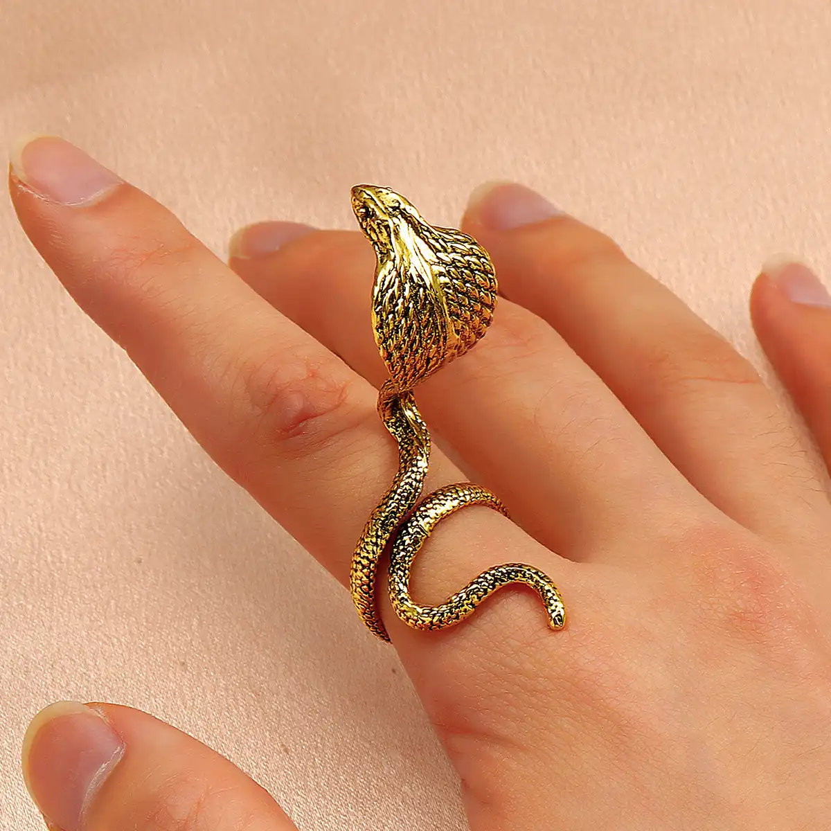 Gsoldes — bague unisexe en métal de style rétro, anneau en forme de serpent, Animal populaire, unisexe, bijou de doigt