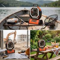 Ventilateur de camping portable rechargeable par USB 20000mAh, lanterne LED, 4 vitesses, silencieux, en plastique, pour tente, camping-car