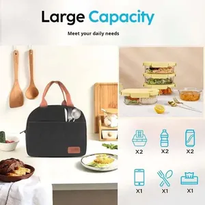 Sac à déjeuner isotherme Oxford imperméable grande capacité, best-seller, avec fermeture éclair, doublure épaisse, portable pour le camping en plein air - Product Image 2