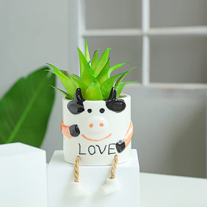 Maceta colgante de cerámica con drenaje para plantas de interior, contenedor para suculentas, Cactus, bonsái - Product Image 4