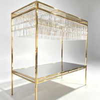 Nouvelle Arrivée - Table de Mariage en Acier Inoxydable Doré avec Miroir en Cristal - Mobilier pour Événements, Banquets, Dîners, Hôtels