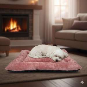 Cuccia per cani Yommy, materasso ortopedico piccolo, supporto articolare, blu, in peluche, per cani, comodo tappetino per dormire - Product Image 2