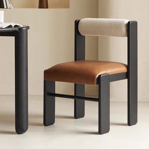 Chaise de salle à manger en bois massif avec dossier, style vintage, design rétro pour la maison ou le bureau - Product Image 4