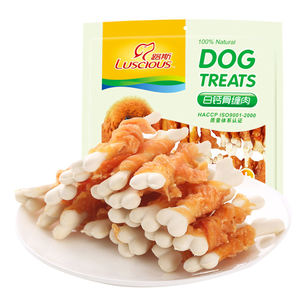 Venta al por mayor de golosinas saludables para perros y gatos, alta proteína, baja en grasa, hueso de calcio blanco trenzado por pollo jerky, aperitivos para mascotas - Product Image 2