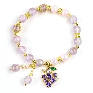 Handmade Gemstone Beaded Bracelet Natural Amethyst Stone Bracelet Adjustable Charms Bracelet For Party Daily Wearing