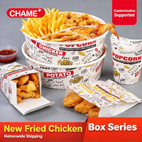 Ensemble de boîtes d'emballage pour la restauration rapide imprimées sur mesure, boîte à poulet en papier kraft, boîte à hamburger, boîte à frites, boîte à pop-corn, vente en gros