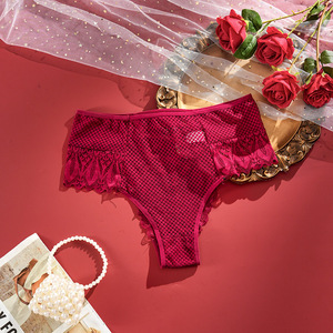 Culottes en dentelle <span class=keywords><strong>sexy</strong></span> grande taille pour femmes, vente en gros, directement de l'usine, logo personnalisé, OEM, slips croisés, <span class=keywords><strong>lingerie</strong></span> à faible MOQ - Product Image 4