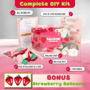 ALL-IN-1 Strawberry Balloon Arch Kit Garland With BONUS Strawberry Small And Large Red Pink Green Strawberry Balloons H059