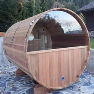 Sauna panoramica a botte in legno a buon mercato Sauna barile in vendita