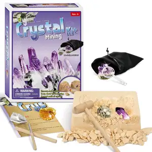 Crystal Mining Kit Gem Excavation Kits with 5 Real Crystal Cluster Rock