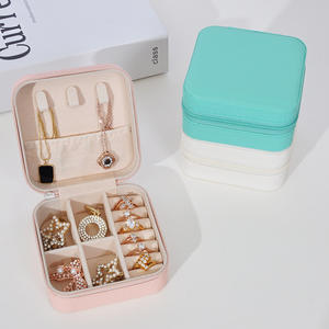 Hot Sale Customized logo square Leather Zipper <b>Ring</b> Storage Jewelry Bag Fashion Bracelet Earring Storage Packaging Jewelry Bag - Product Image 6