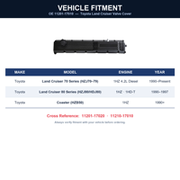Cylinder Head Cover 11201-17010 Aluminum for Toyota Land Cruiser 70 80 105 1HZ 1HD-T 4.2L Diesel Engine HZJ75 HZJ79 HDJ80