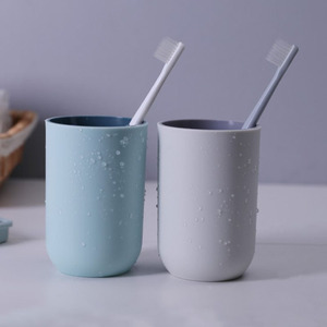 Vaso minimalista para cepillos de dientes, plástico grueso de dos tonos, 301-400ml, color sólido, para uso doméstico en el baño, para parejas - Product Image 2