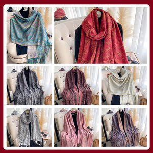 מוכן הספינה רך נשים pashmina paisley צעיף וינטג tassels ארוך צד כפול חיג 'אב סתיו נקודה ארגייל - Product Image 3