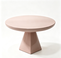 Table basse moderne de style champignon, durable et portable, en bois massif, avec base triangulaire, finition gris mat, contemporaine