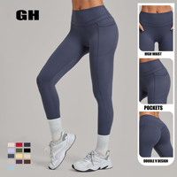 GH Wholesale 5PCS Yoga Gym Fitness Clothing Sets for Women Sports Bra Pocket Leggings Wide Leg Flared Pants Activewear