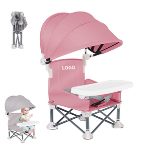 เก้าอี้เด็กพับได้แบบพกพาสำหรับใช้งานกลางแจ้ง รุ่นใหม่ เป็นมิตรกับสิ่งแวดล้อม พร้อมหลังคาบังแดดและถาดอาหาร เหมาะสำหรับปิกนิก ชายหาด ตั้งแคมป์ และใช้ในห้องน้ำ - Product Image 1