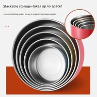 Ensemble de 5 pièces de rangement des aliments en acier inoxydable avec couvercles ronds en PP Boîtes de rangement pour bols à usage domestique Boîtes à lunch Boîtes à bento Conteneurs de repas