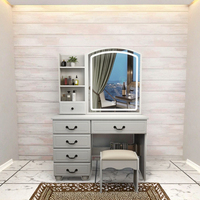Meubles de chambre à coucher blancs de luxe bon marché en gros grand miroir laqué brillant commode de rangement en bois coiffeuse bureau de vanité pour hôtel