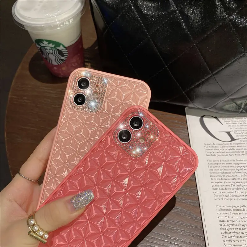Luxury Diamond Pattern Bling Phone Case For iPhone 13 Pro Camera Protection Phone Cover For iPhone 13 Pro Max 12 11 XS MAX XR