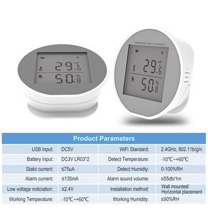 Sensor de Temperatura y Humedad Wifi Tuya con Control por Voz de Google Alexa para Hogar Inteligente, Funciona con Batería, para Decoración del Hogar - Product Image 6
