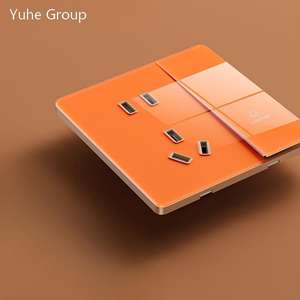 Panel de interruptor de pared con diseño de doble control, ultrafino, de vidrio templado, con cinco orificios USB e interruptor de iluminación. - Product Image 5