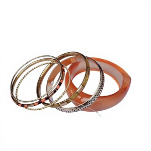 Nuevas Pulseras de Resina y Latón con Acabado en Oro Rosa, Juego de Brazaletes de Aleación, Joyería Vintage Elegante para Mujer - Product Image 4