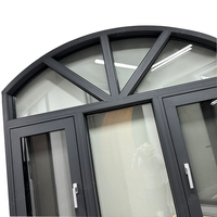 Ventanas de Aluminio Negro Personalizadas, Ventanas Arqueadas, Ventanas Abatibles de Doble Vidrio, Ventanas con Bisagras