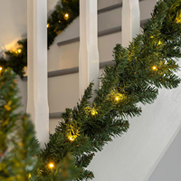 Guirlande de Noël Artificielle Pré-Éclairée en PVC, Verte Unie, Faite à la Main, Écologique, Prix EXW, pour Décoration de Fête DIY