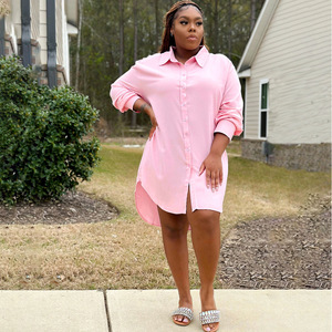 신상품 롱 싱글 브레스트 루즈한 드레스 여성 플러스 사이즈 여성용 블라우스 & 셔츠 - Product Image 3