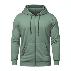 Sweat à capuche zippé pour homme 100% coton, couleur unie, coupe décontractée avec poche, coupe-vent hiver, écologique - Product Image 1