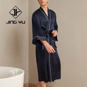 2024 New Design <b>Men's</b> Custom logo 100% Silk Home Wear Luxury Four Seasons Hotel <b>Bathrobe</b> - Product Image 3