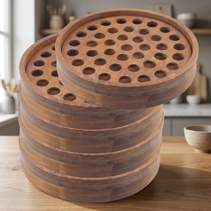 Ensemble de 5 plateaux de service rectangulaires carrés en bois d'acacia moderne, tailles personnalisées, décoration pour la maison et la cuisine, MAYUR EXPORTS Modèle 9855 - Product Image 3