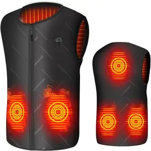 Gilet chauffant avec batterie Automne et hiver Ski en plein air Randonnée Coton lavable Rechargeable USB Gilet chauffant électrique intelligent