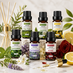 Vente en gros <span class=keywords><strong>d</strong></span>'huiles essentielles 100% pures, naturelles, lavande, menthe poivrée, géranium, citron vert, rose et bergamote, collection <span class=keywords><strong>d</strong></span>'aromathérapie - Product Image 2