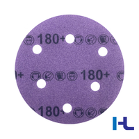 Disque abrasif de ponçage et de polissage OEM étanche en céramique violette de 5, 6 pouces (125 mm, 150 mm) avec film, à fixation auto-agrippante (PSA)