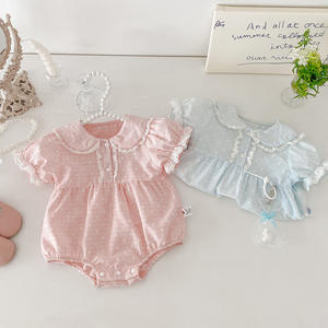 Mameluco de Verano para Bebé Niña, Estilo Delgado, Manga Corta, Dulce, de Una Pieza, Triangular, en Algodón y Rayón, para Salir - Product Image 3