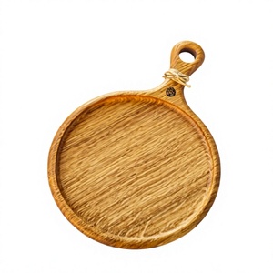 Elegante Bandeja Redonda de Madera de Roble para Servir, Tabla de Presentación Premium para Queso, Pan, Aperitivos, Postres y Alimentos - Product Image 1