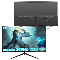 Monitor Gaming Curvo de 32 Pulgadas, 1080P, IPS, 240Hz, con Soporte Giratorio para Codificación Profesional y Uso de Escritorio