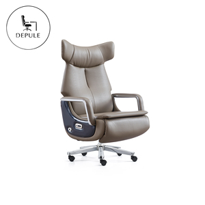 Chaise de bureau exécutive en cuir véritable, ergonomique et intelligente, avec chargeur USB et support lombaire - Product Image 3