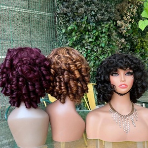 วิกผมลอนเด้งแบบ Fringe Bouncy Curl  ทำด้วยเครื่องจักร ผมแท้ 100% ความหนาแน่นสูง - Product Image 1