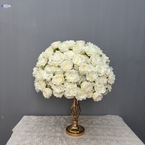 Boule de fleurs artificielle en soie blanche ronde, faite à la main par LEDA Factory, pour mariage, anniversaire, Saint-Valentin, fête - Product Image 4