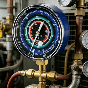מד לחץ איכותי לגז קירור R404a/R134a עם צינור בורדון, דיוק 1.6% - Product Image 4