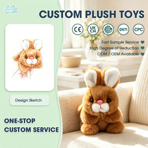 Peluche Lapin aux Longues Oreilles, Grand Lapin Marron Assis, Doux et Adorable, Idéal pour la Décoration de Chambre d'Enfant, Service OEM Personnalisé - Product Image 1