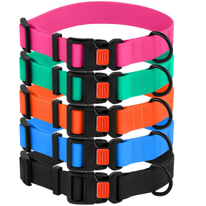 Nibao plana colorido resistente al desgarro de PVC recubierto de poliéster de <span class=keywords><strong>Nylon</strong></span> básico Collar para perro mascota suministros - Product Image 1