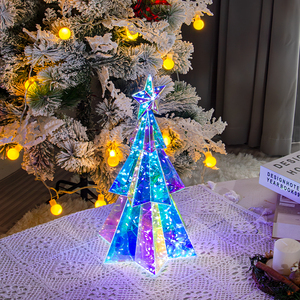 <span class=keywords><strong>Arbre</strong></span> de Noël hexagonal prismatique à effet de cristal holographique au sol veilleuse LED lumineuse <span class=keywords><strong>arbre</strong></span> de Noël - Product Image 3